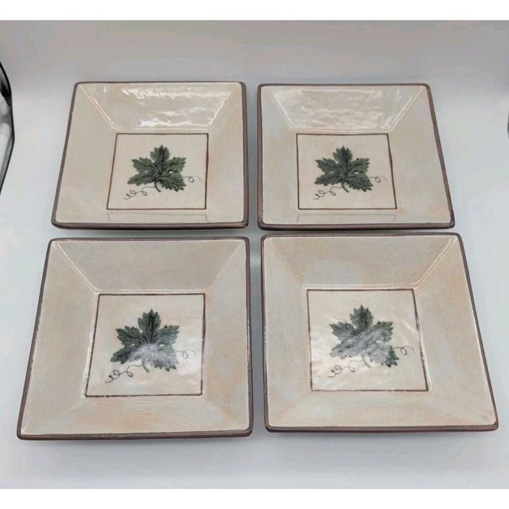 Williams-Sonoma Ceramiche Arianna 8" Square Bowls Set Of 4 Crackle Glaze Italy
